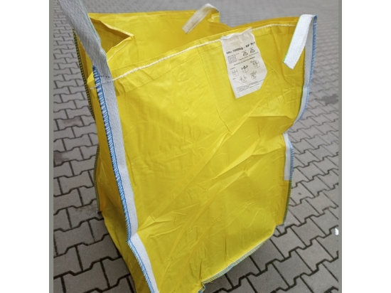 Large Big Bag for Waste and Debris 90x90x120cm, Yellow, 4 Hooks, Document Pocket